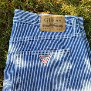 Vintage Guess Striped Jean Shorts
